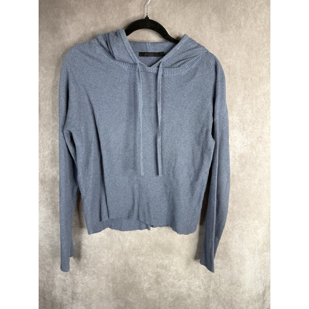 Raffi Ribbed Hoodie Top In Blue Men's Size S